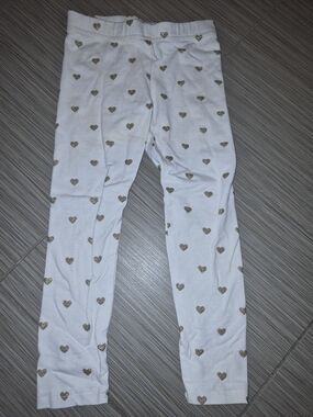 Carter's White Toddler Leggings with Metallic Gold Heart Print 3T